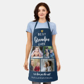 Bester Opa Ever 4 Foto-Collage Gold Navy Blau Schürze (Getragen)
