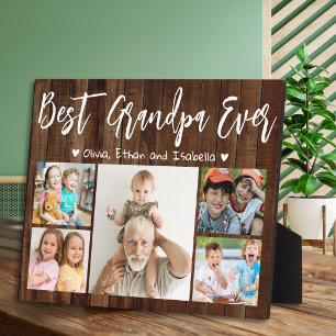 Bester Opa Ever 5 Enkelkinder Foto-Collage Holz Fotoplatte