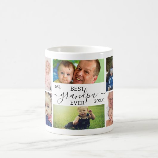 Bester Opa Ever 7-Foto-Collage Individueller Beche Kaffeetasse (Mittel)