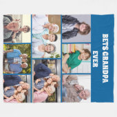 Bester Opa ever 8Foto-Collage Chic Blau Fleecedecke (Vorderseite (Horizontal))