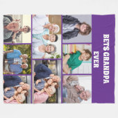 Bester Opa ever 8Foto-Collage Chic lila Fleecedecke (Vorderseite (Horizontal))