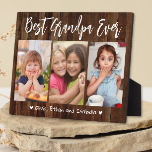 Bester Opa Ever Enkelkinder 3 Foto-Kollage Holz  Fotoplatte