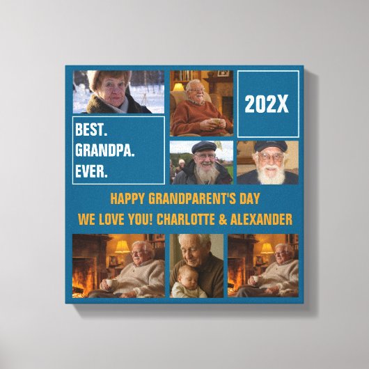 Bester Opa ever Foto-Collage und benutzerdefiniert Leinwanddruck (Vorderseite)