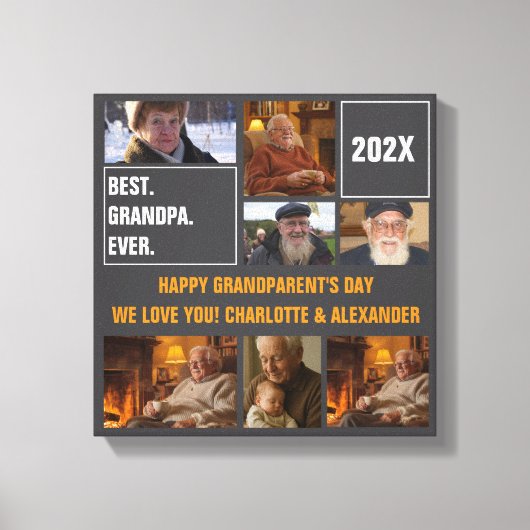 Bester Opa Ever Foto-Collage und individueller Tex Leinwanddruck (Vorderseite)