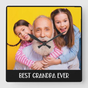 Bester Opa ever Foto Einfacher Großvater Quadratische Wanduhr