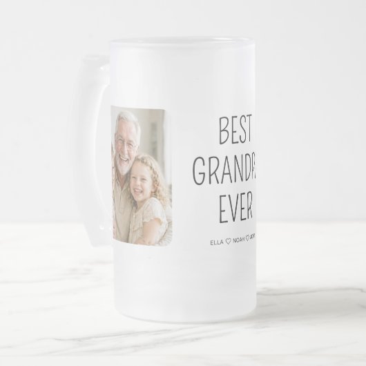 Bester Opa ever Frosted Minimalist Foto Bier Mattglas Bierglas (Vorderseite Links)