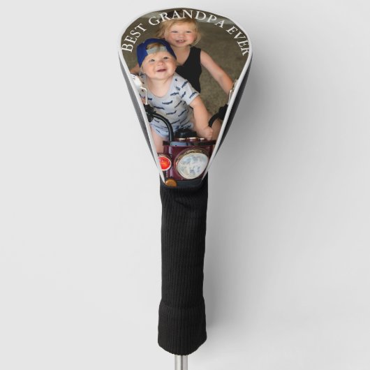 Bester Opa Ever Gebogener Text Foto Golf Headcover (Vorderseite)
