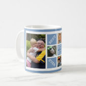Bester Opa Ever Großvater 5 Foto Collage Blau Kaffeetasse (Vorderseite Links)