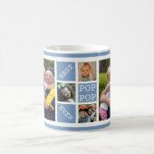 Bester Opa Ever Großvater 5 Foto Collage Blau Kaffeetasse (Mittel)