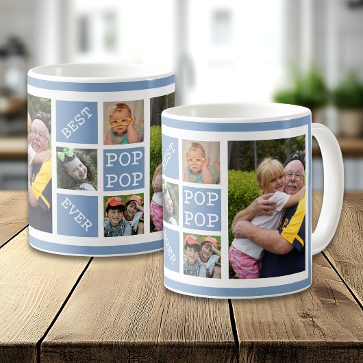 Bester Opa Ever Großvater 5 Foto Collage Blau Kaffeetasse