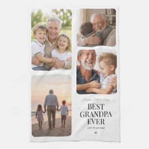 Bester Opa Ever Modernes 4-Foto-Raster zum Vaterta Geschirrtuch