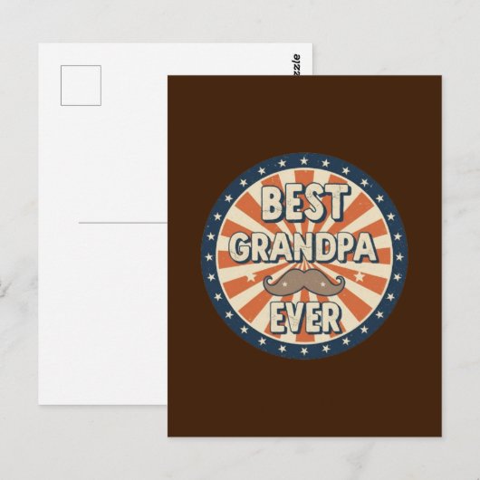 Bester Opa ever Retro-Abzeichen Postkarte (Vorne/Hinten)