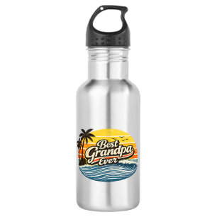 Bester Opa Ever Retro-Sonnenuntergangs-Design Edelstahlflasche