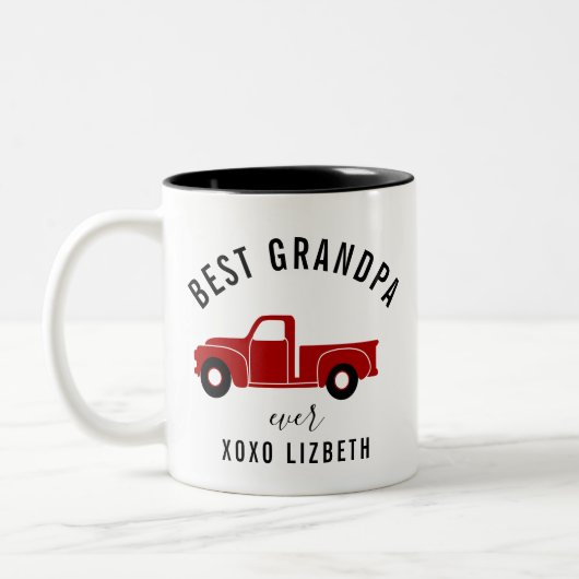 Bester Opa Ever Roter Oldtimer Zweifarbige Tasse (Links)