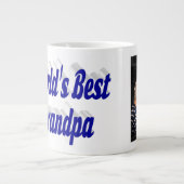 Bester Opa-Foto-Blauer Text Jumbo-Tasse (Vorderseite)