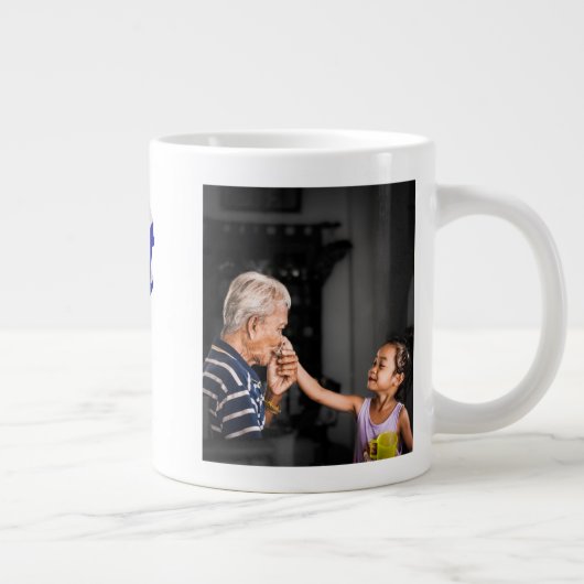 Bester Opa-Foto-Blauer Text Jumbo-Tasse (Rechts)