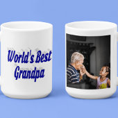 Bester Opa-Foto-Blauer Text Jumbo-Tasse