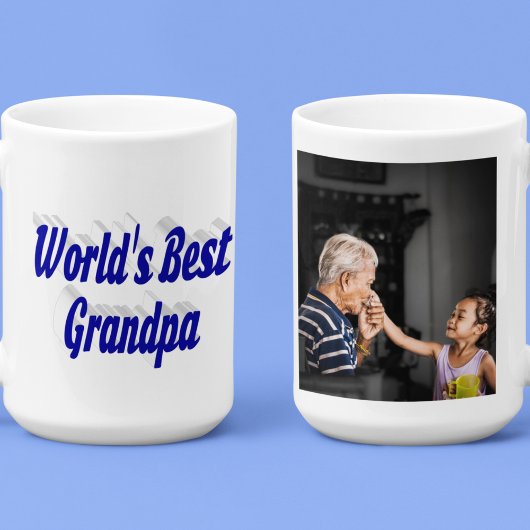 Bester Opa-Foto-Blauer Text Jumbo-Tasse