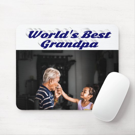 Bester Opa-Foto dunkelblauer Text Mousepad (Mit Mouse)