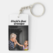 Bester Opa Foto schwarzer Text Schlüsselanhänger (Rückseite)