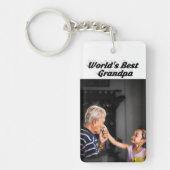 Bester Opa Foto schwarzer Text Schlüsselanhänger (Vorderseite)