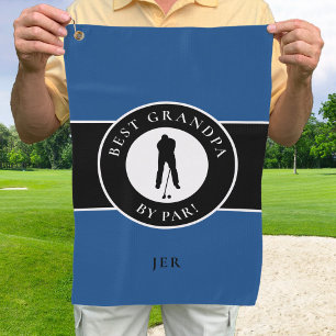 Bester Opa Golfer Monogrammierte Sportart Schwarz Golfhandtuch