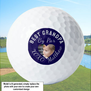 Bester Opa Individuelles Kinderfoto Blau Golfball
