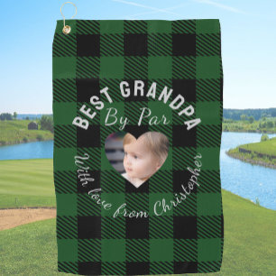 Bester Opa, individuelles Kinderfoto, grüner Büffe Golfhandtuch