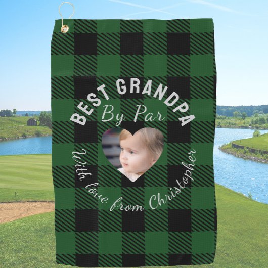 Bester Opa, individuelles Kinderfoto, grüner Büffe Golfhandtuch
