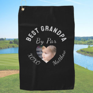 Bester Opa Individuelles Kinderfoto Rot Schwarz Golfhandtuch