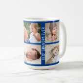 Bester Opa je 6 Foto Custom Collage Blau Kaffeetasse (VorderseiteRechts)