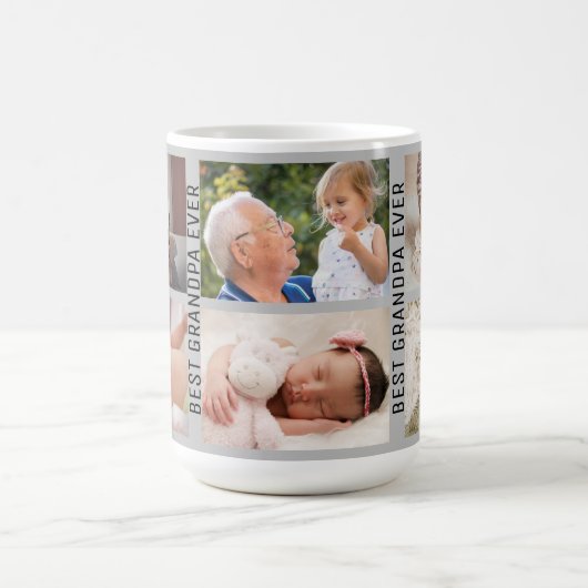 Bester Opa je 6 Foto Custom Collage Grau Kaffeetasse (Mittel)