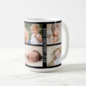 Bester Opa je 6 Foto Custom Collage schwarz Kaffeetasse (VorderseiteRechts)