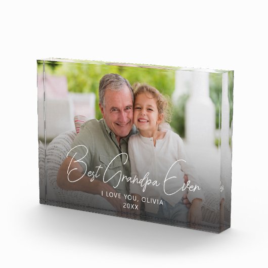 Bester Opa je Niedlicher Enkelkind-Sake Fotoblock (Rechts)