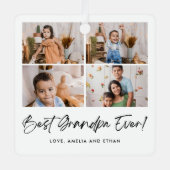 Bester Opa je vier Foto Ornament Aus Metall (Vorderseite)