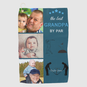 Bester Opa nach Par Monogramm Foto Collage Golf Golfhandtuch