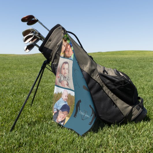 Bester Opa nach Par | Monogramm Foto Collage Golf Golfhandtuch (Gras)