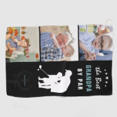 Bester Opa nach Par | Monogramm-FotoCollage Golfhandtuch (Horizontal)