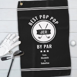 Bester Opa Opa nach Par Black and White Monogramm Golfhandtuch