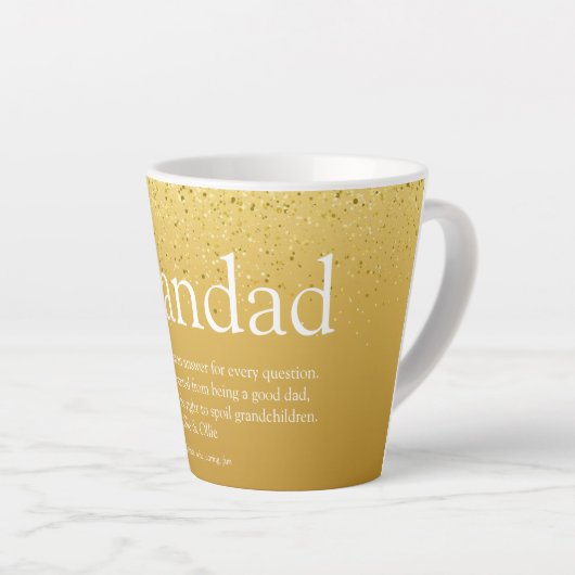 Bester Opa, Papa Definition Gold Glitzer Milchtasse (Rechte Ecke)