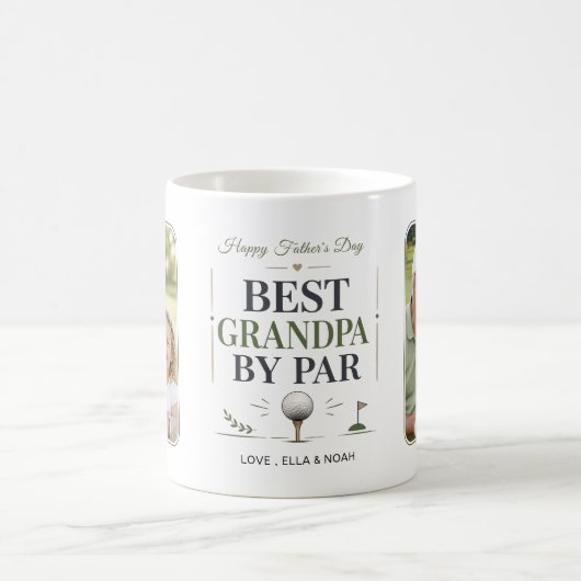 Bester Opa Par Excellence in Sagegrün Golf Zwei Fo Kaffeetasse (Mittel)
