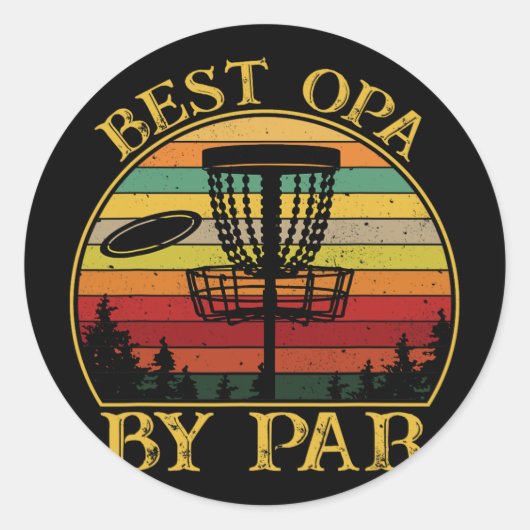 Bester Opa Par Funny Disc Golfing Großvater Runder Aufkleber (Vorderseite)