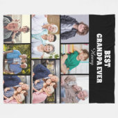 Bester Opa überhaupt 8-Foto-Collage Chic Schwarz Fleecedecke (Vorderseite (Horizontal))