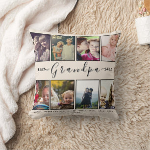 Bester Opa überhaupt – Individuelle 8-Foto-Name de Kissen