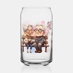 Bester Opa und Oma aller Zeiten sitzen auf der Ban Dosenglas