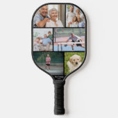 Bester Opa Vater je Fotomaterial Schwarz Pickleball Schläger (Vorderseite)