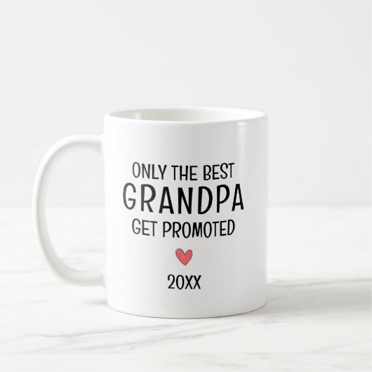 Bester Opa wird befördert – Personalisiertes Jahr Kaffeetasse (Links)