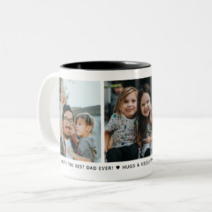 Bester Papa 3-Foto-Collage und individuelle Nachri Zweifarbige Tasse