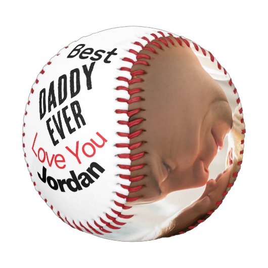 Bester Papa Aller Modern Personalisiert 2 Foto Baseball (Schrägansicht)