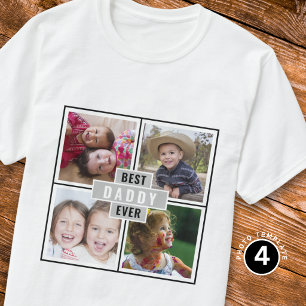 Bester Papa Aller Zeiten 4 Foto-Collage Personalis T-Shirt